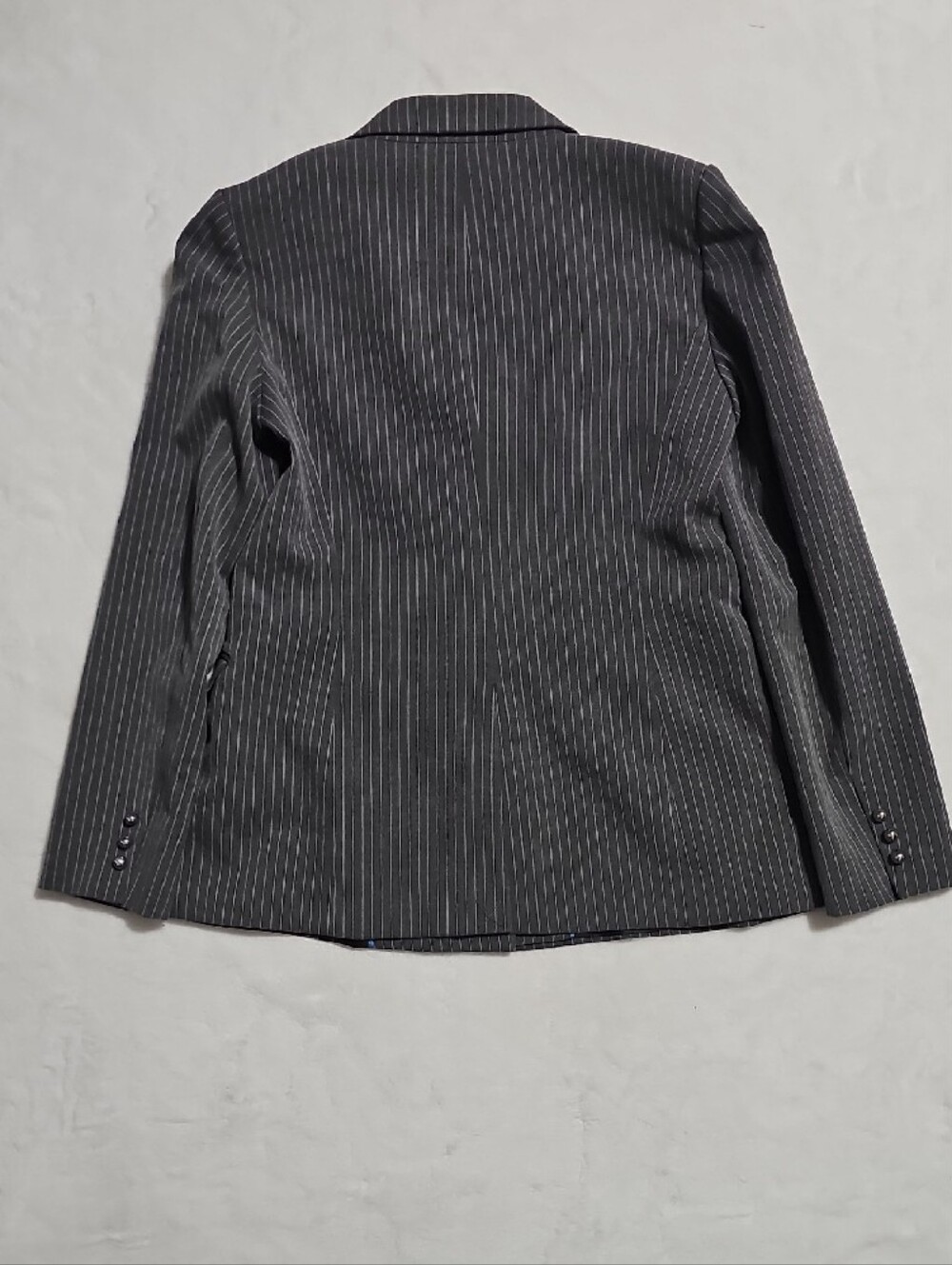 Calvin Klein Womens Gray Pinstripe Double Breasted Blazer Jacket Size 8 S97JS997 - Picture 6 of 9